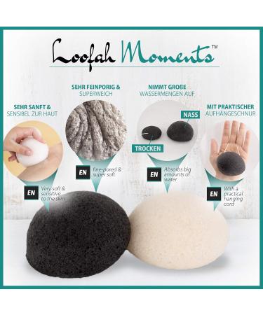 Loofah Moments Konjac Sponge | Natural Vegan Facial Care | Gentle Peeling & Make-Up Remover for Pimples & Blackheads | Plastic-Free Konjac Face Sponge - Buy Online on GoSupps.com