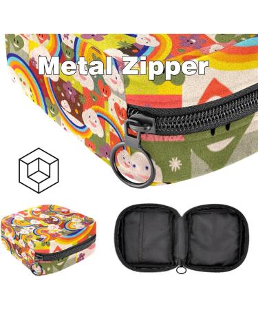 Kawaii Ladies Binding Retention Bag - Cartoon Rainbow Clouds & Hearts Large Menstrual Cup Storage with Zipper | Multi-Colored Period Inserts & Tampon Bags for Girls - Buy Online on GoSupps.com