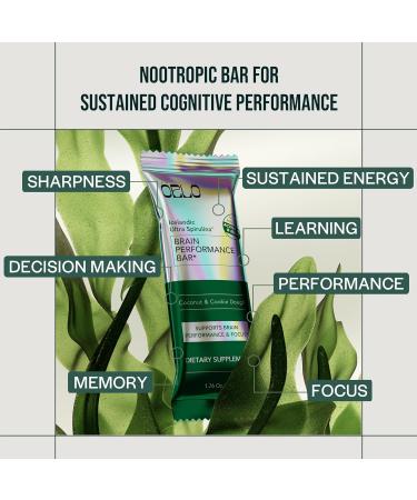 ORLO Brain Performance Bar - Vegan Protein Bars for Focus Memory & Energy | Gluten Free Snack with L-Theanine Lion's Mane & Spirulina (12 Bars - Buy Online on GoSupps.com