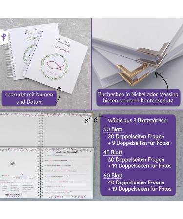 Personalized Baptism Guest Book with Pre-Printed Questions | Memorable Keepsake & Gift | Custom Name & Date | Fish Symbol Design - Buy Online on GoSupps.com