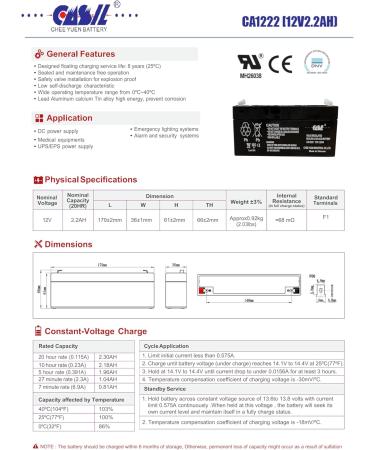 Casil CA1223 12V 2.3AH Battery - Compatible with DR Trimmer & DSC Alexor | Rechargeable AGM SLA Battery Replacement - Buy Online on GoSupps.com