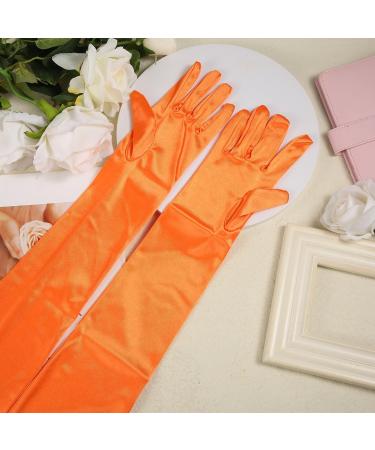 NQEUEPN Women Long Gloves Long Elbow Satin Gloves 21" Stretchy 1920s Opera Gloves Hand Care Moisturizing Gloves for Women Girls Evening Party Dance (Orange) - Buy Online on GoSupps.com