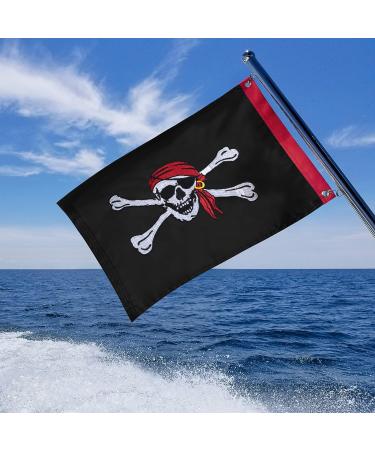 XIFAN Premium Pirate Jolly Roger Flag for Boat 12x18 Inch  Embroidered Red Bandanna Skull and Cross Bones  Heavy Duty Tough Nylon Small Mini Flags Outdoor for Yacht  with Brass Grommets/Weather and Fade Resistant - Buy Online on GoSupps.com