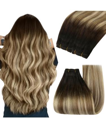 Youngsee real hair treats balayage treats real hair brown balayage blond hairy 35cm weft extensions real hair treating weaven extensions real hair twice 100g #2/6/24