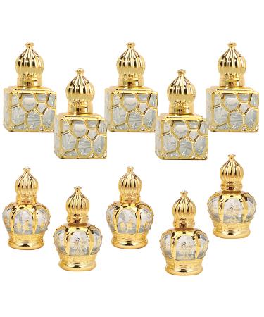 10 Pcs Glass Essential Oil Roller Bottles Gold Empty Glass Christian Holy Water Bottles Refillable Glass Clear Roll-on Bottles for Fragrance Essential Oil Perfume 10ml/15ml
