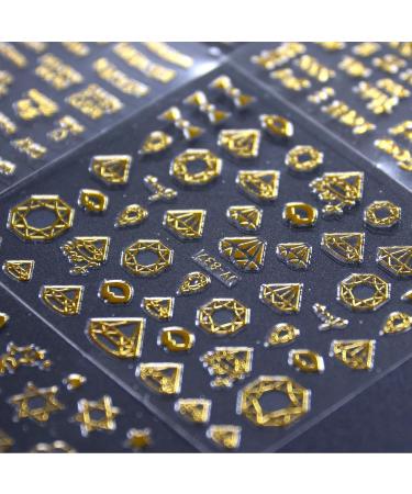 CHANGAR 30 Sheets Gold Nail Art Stickers 3D Self-Adhesive Gold Nail Decals Star Snowflake Geometry Line Nail Supplies Multi Theme Pattern Nail Designs for Women Girls Nail Art Decorations - Buy Online on GoSupps.com