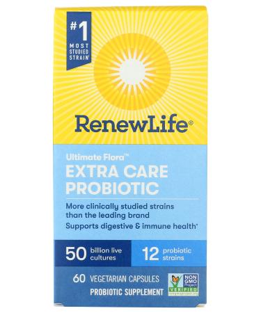 Renew Life Ultimate Flora Extra Care Probiotic Supplement 50 Billion Non-GMO 60 Vegetarian Capsules