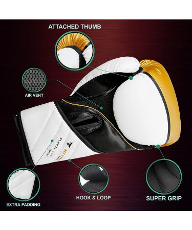 Mytra Fusion Boxing Gloves Pro Training Sparring Kickboxing Gloves 14 oz Black/Gold - Buy Online on GoSupps.com