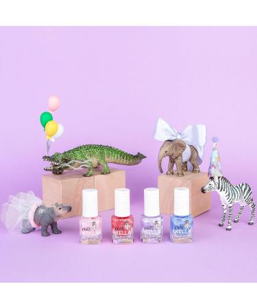 Miss Nella Magic Safari Glitter Nail Polish Set - Non-Toxic Peel-Off Kids Nail Polish - 4 Colors (Pink Red Purple Blue) - International Shipping - Buy Online on GoSupps.com