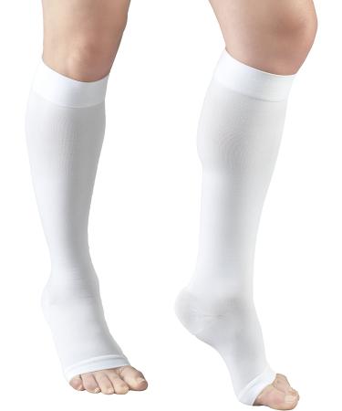 Truform 18mmHg Compression Surgical Stockings for Men and Women - Knee High Open Toe - White - Large - 1 Pair - Buy Online on GoSupps.com