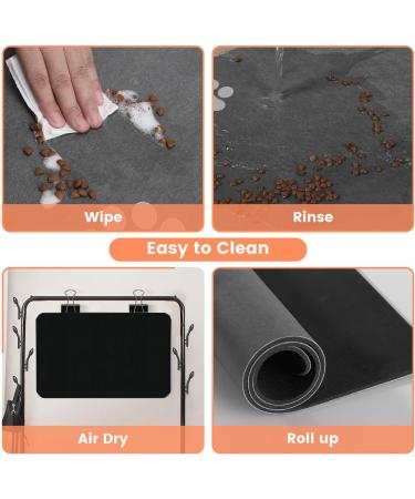 High-Quality Slide-Resistant Dog Bowl Pad - 60x40cm Super Absorbent & Quick-Drying Mats for Cats & Dogs | Dark Gray - Set of 2 - Buy Online on GoSupps.com