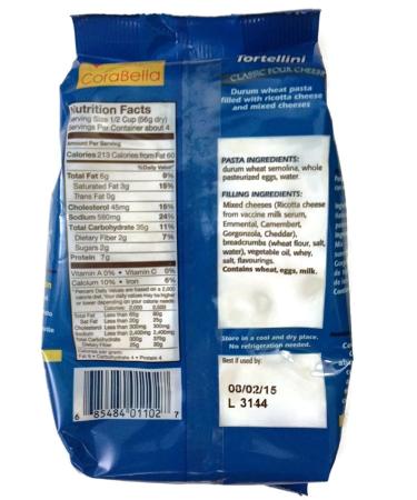 Corabella Four Cheese Tortellini Pasta - Classic Four Cheese - 8 oz (Pack of 3) - Buy Online on GoSupps.com