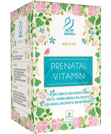 Actif Organic Prenatal Vitamin | 25+ Organic Vitamins | DHA, EPA, Omega 3 | Non-GMO | 90 Count - Buy Online on GoSupps.com