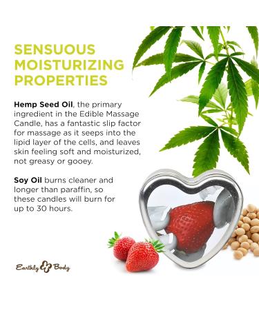 Earthly Body Edible Massage Candle - 4 oz - Vegan Strawberry 3-in-1 Candle Oil & Moisturizer - Nourishes & Smooths Skin - Cruelty-Free International Shipping - Buy Online on GoSupps.com
