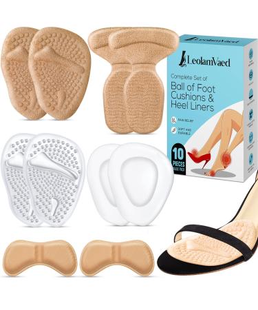 Reusable Metatarsal Pads Women  Ball of Foot Cushions for Women All Day Pain Relief and Comfort  Washable Heel Pads One Size Fits All High Heel Inserts (10 Pieces in A Set)