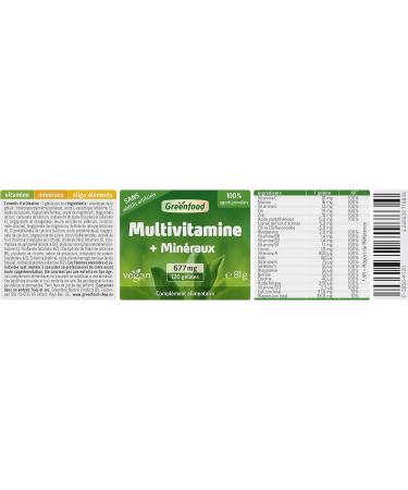 Greenfood Multivitamin + minerals 677 mg high doses all vitamins minerals and trace elements. With high bioavailability. No artificial additives. Vegan - Buy Online on GoSupps.com
