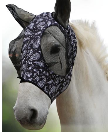 Harrison Howard Super Comfort Stretchy Fly Mask Large Eye Space With Uv Protection Skin with Breatathability Black Cashw Fruit M medium Black Cashw Fruit