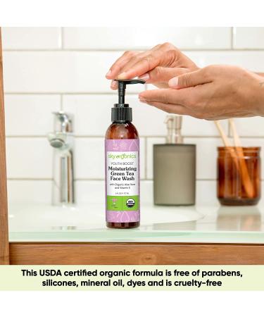 Sky Organics Youth Boost Green Tea Face Wash - 6 fl oz | Organic Aloe Vera & Vitamin E - Buy Online on GoSupps.com