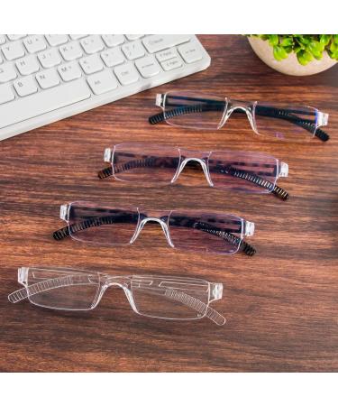 MMOWW 4 Pack Randless Reading Glasses for Men & Women - Clear Rectangular Blue Light Blocking Glasses (3.0X) - 4 Mixed Colors - Buy Online on GoSupps.com