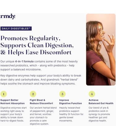 rmdy Constipation Bloating & Gas Relief | Relief from Diarrhea & IBS | Probiotic for Digestive Health & Gut | 30 Capsules - Buy Online on GoSupps.com