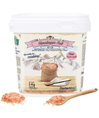 Nortembio Himalayan Pink Salt 3 Kg. Coarse (2-5 mm). 100% Natural Gourmet Salt. Rich in Minerals. Healthy Cooking. Unrefined. No Preservatives. Hand Extracted. From Punjab Pakistan.