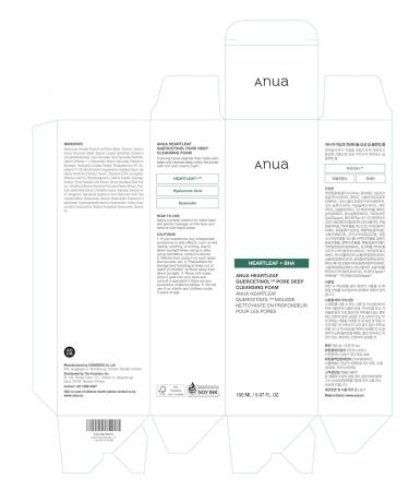ANUA Heartleaf Quercetinol Pore Deep Cleansing Foam Korean Facial Cleanser BHA Hyaluronic Acid & Glycerin for Blackhead Removal (150ml/5.07 fl.oz.) - International Shipping Available - Buy Online on GoSupps.com