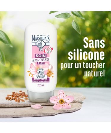 Le Petit Marseillais | Soin Express 1 Min Douceur & clat Almond & Organic Flax (200 ml bottle) Conditioner for long and delicate hair 95% ingredients of natural origin - Buy Online on GoSupps.com
