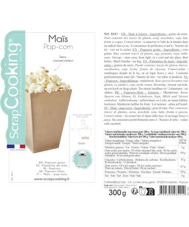 ScrapCooking 8541 Corn for Popcorn 300 g Popcorn Popcorn for Saucepan & Popcorn Machine for Salting or Sweetening Birthday Pa - Buy Online on GoSupps.com