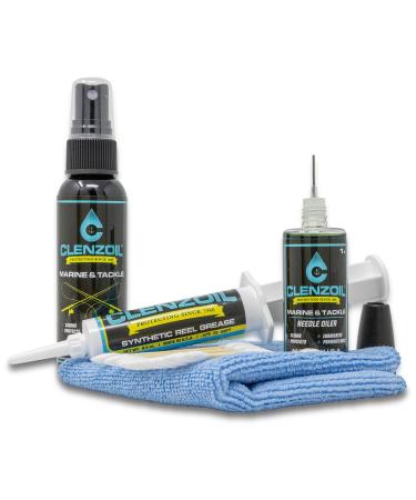 CLENZOIL Marine & Tackle Fishing Reel Oil, Bearing Oil Cleaner & Grease Kit | All-in-One Fishing Accessories Kit for Freshwater & Saltwater Fishing Reels | Cleaner - Lubricant - Rust Preventative