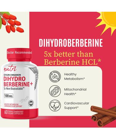 Nature's Fusions Dihydroberberine Supplement 100mg 60 Capsules - with Ceylon Cinnamon - 5X More Effective Than Regular Berberine HCL 60 Count (Pack of 1) - Buy Online on GoSupps.com