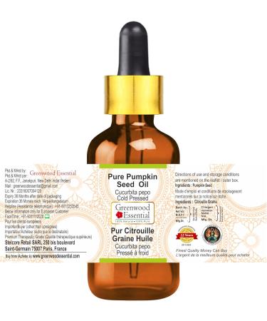 Greenwood Essential Natural Pumpkin Seed Oil (Cucurbita Pepo) - Cold-Pressed 100ml | Therapeutic Quality with Glass Dripper - International Shipping Available - Buy Online on GoSupps.com