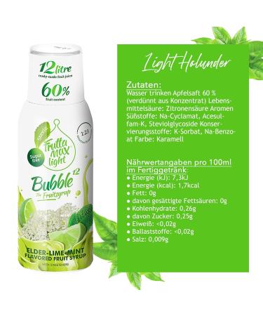 Light Holunder-Lime-Mint Fitness Syrup | Sugar-Free | 60% Fruit Content with Stevia | 500ml | Fruttamax Beverage Syrup for International Shipping - Buy Online on GoSupps.com