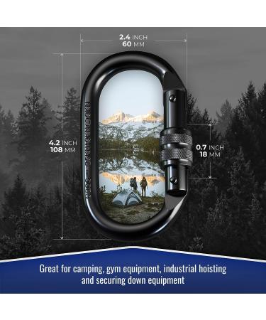 XTEK Climbing Carabiner Clip - UIAA Certified 25kN - Large Heavy Duty Steel Carabiners for Climbing, Hammocks & Camping - 2pc - Buy Online on GoSupps.com