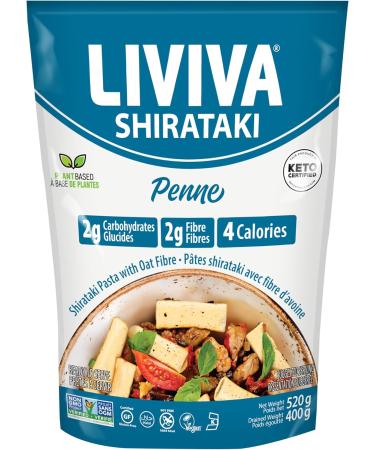 LIVIVA Organic Shirataki Konjac Penne (4 Pk) Diabetic-Friendly Low Carb Low Calorie Pasta Noodles Ready to Serve No Odor Certified Non-GMO Gluten Free Vegan Plant-Based Keto Kosher Halal - Buy Online on GoSupps.com