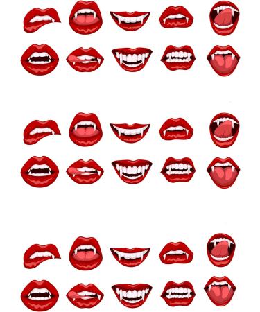 30 Stand Up Halloween Vampire Mouth Lips Fangs Themed Edible Wafer Paper Cake Toppers Decorations - Buy Online on GoSupps.com