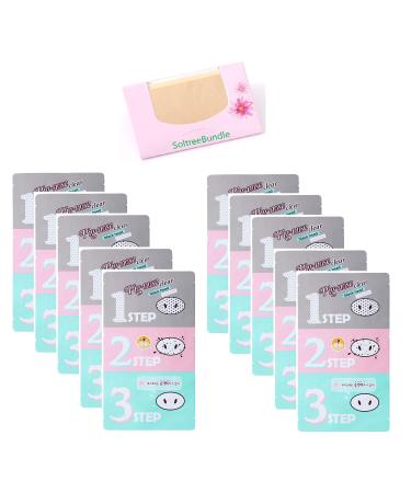 10 Set  SoltreeBundle Pig Nose Clear Blackhead 3-Step Kit Korea Skincare with SoltreeBundle Oil blotting Paper 50pcs