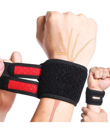 HiRui Wrist Brace Wrist Wraps  Compact Wristband Compression Wrist Straps Wrist Support for Workout Tennis Weightlifting  Tendonitis  Carpal Tunnel Arthritis  Pain Relief - One Size (Black  1 Pack)