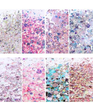 Shop GZMAYUEN Glitter for Nails - 8Pcs Sliver & Violet Nail Art Glitter Set | Pink Nail Glitter & Sequin Flakes for Stunning Nail Designs International Shipping Available - Buy Online on GoSupps.com