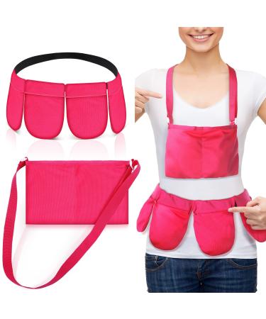 Mastectomy Drainage Holder with 4 Pouch Shower Bag Adjustable Drain Holder After Tummy Tuck Quick Dry Stretchy Handy for Mastectomy Recovery Breast Augmentation Reduction for Patient Care Kit (Pink)