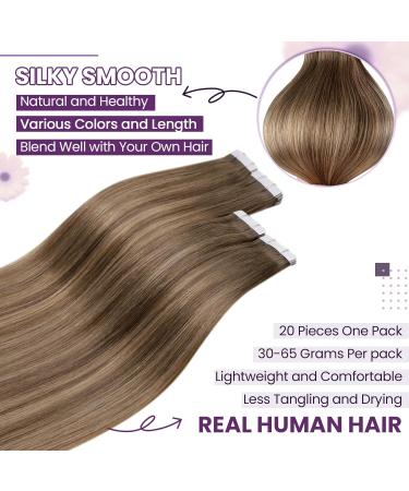 LAAVOO Tape-In Hair Extensions - Balayage Brown & Ombre Light Blonde - Real Hair 50cm #8/16/8 - 50pcs - Buy Online on GoSupps.com