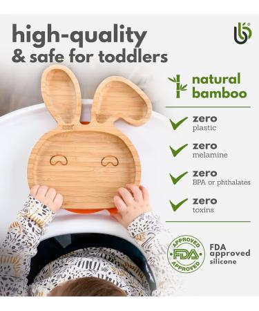 Bamboo Bunny Suction Plate for Baby and Toddler Feeding | Secure Suction | Ideal for Babies 6+ Months | Bunny Orange - Buy Online on GoSupps.com
