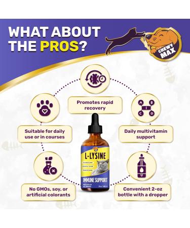 L Lysine for Cats & Kittens Helps with Watery Eyes Sneezing Cough Runny Nose Natural Cat Antibiotic Supplement with Taurine Vitamins for Eye Function & Immune Support Chicken Flavor 2 oz Herbal - Buy Online on GoSupps.com