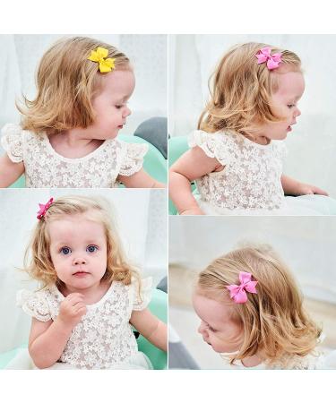 40-Piece Baby Girls Mini Hair Bow Clips Set - 2 Grosgrain Bows for Infant, Toddler, Kids - Fully Ribbon Lined Alligator Clips - 20 Color Pairs - Buy Online on GoSupps.com