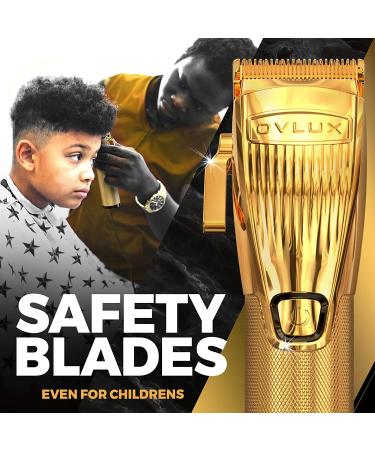 OVLUX Professional Hair Clippers for Men - Cordless Beard Grooming Kit with Clipper Guards | Full-Metal Body, Charging Base | Ideal for Barbers | Gifts for Men - Gold - Buy Online on GoSupps.com