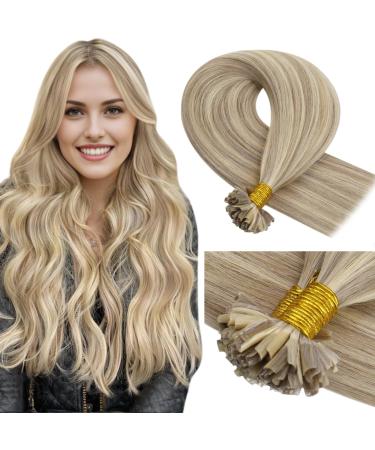 LAAVOO BONDINGS EXPTENION REAL HAUR Blond Extensions With Keratin Bondings Goldblond Highlight Medium Blond Bonding Extensions Real Hair U Tips Hot Fusion 1g/S 50g 35cm 1-25 U TIP #16/22 - Buy Online on GoSupps.com