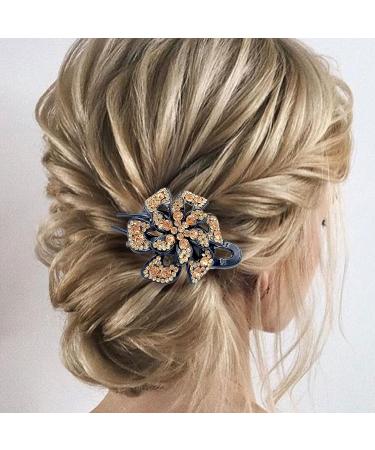 Crystal Flower Rhinestone Hair Claw Clips Set - Mother's Day Bling Wedding Barrettes for Thick Long Hair - 3Pcs - Buy Online on GoSupps.com