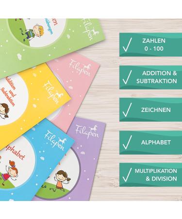 Filapen Magical Exercise Books - 5 Reusable Preschool Learning Books (26cmx18cm) - Ideal for Reading & School Skills - Buy Online on GoSupps.com