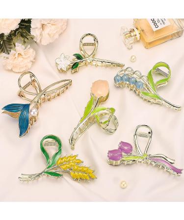 Noverlife 6PCS Metal Flower Hair Claw Clips - Non-Slip Floral Barrettes with Various Designs - Strong Hold for Thick & Thin Hair - Buy Online on GoSupps.com