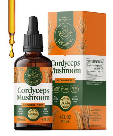 HERBAMAMA Cordyceps Sinensis Tincture - Vegan Immune Support & Defense with Cordyceps Mushroom Extract Drops - Non-GMO Alcohol & Sugar-Free Liquid Immunity Supplement 56-Day Supply 4 Fl Oz (Pack of 1)