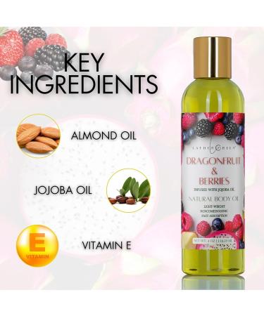 Lather Green - Dragonfruit & Berries Natural Body Oil Hydrating & Refreshing Lightweight Formula for Soft & Smooth Skin 4 oz - Buy Online on GoSupps.com